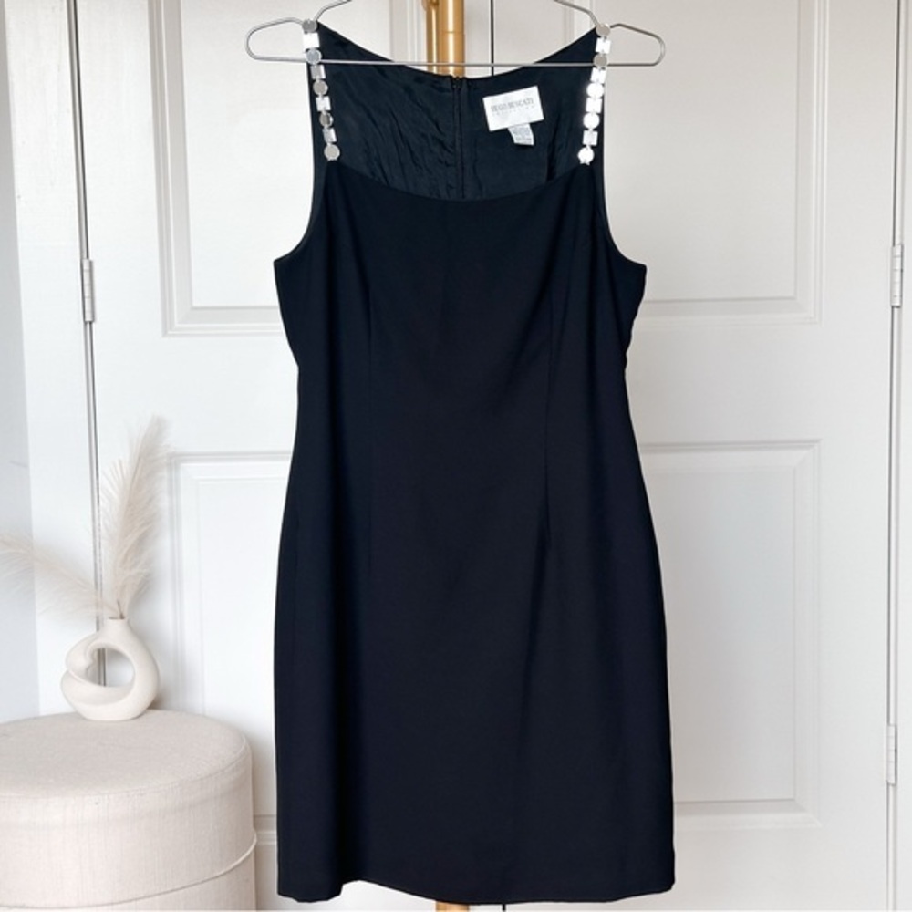 Vintage Hugo Buscati Black Sheath Mini Cocktail Dress